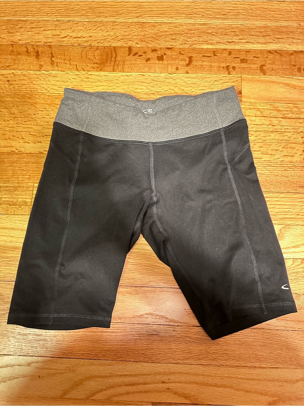 C9 Black Biker Shorts Gray Waistband Small 10” Inseam